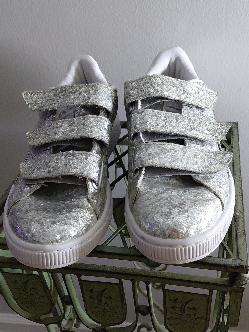PUMA Silver Glitter Velcro Sneakers